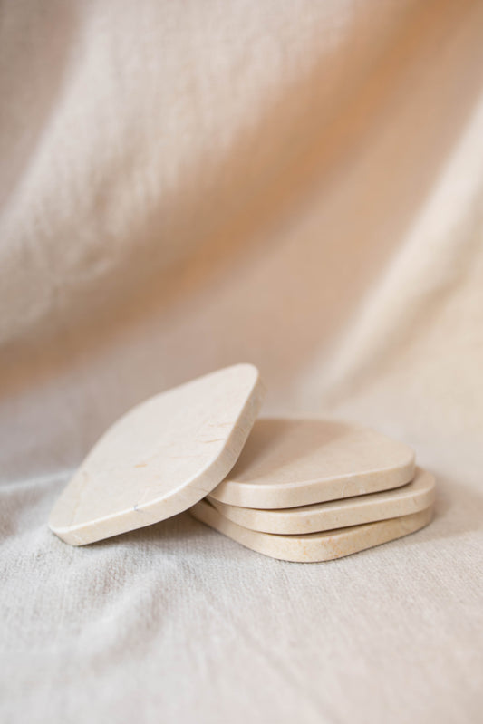 4 Marmeren Onderzetters Beige