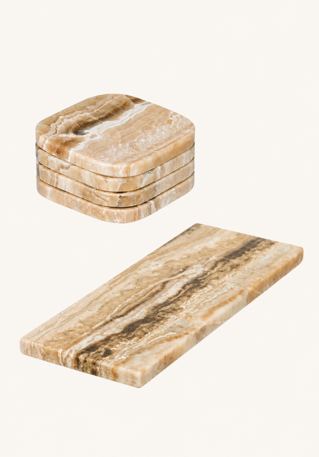 ONYX NATUURSTEEN ONDERZETTERS & DIENBLAD