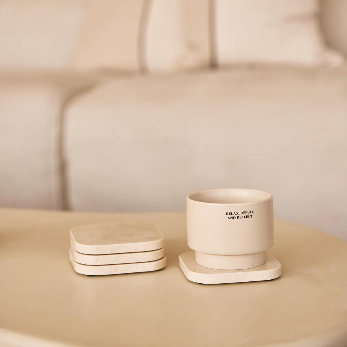 4 Marmeren Onderzetters Beige
